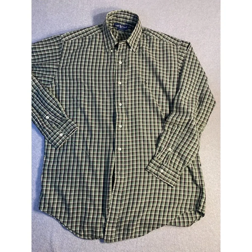 Polo‎ Ralph Lauren Shirt Mens Medium Multicolor Plaid Long Sleeve Button Casual